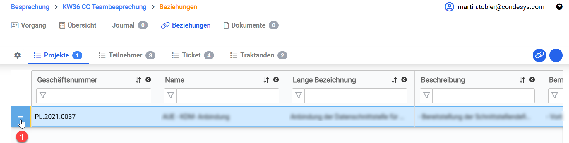 Anzeige der Beziehungen Konfigurieren