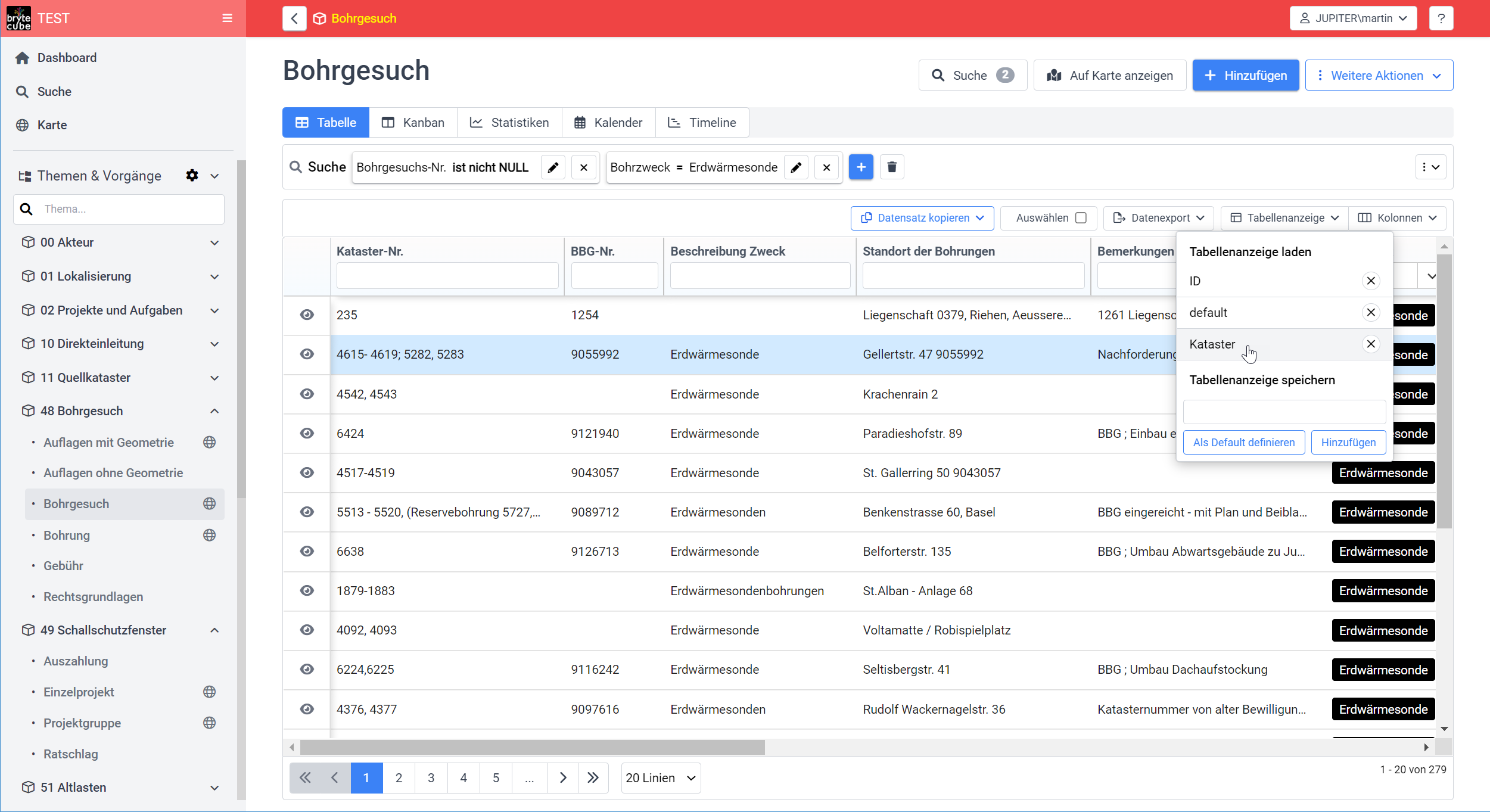 Speichern von Datensichten durch den Administrator