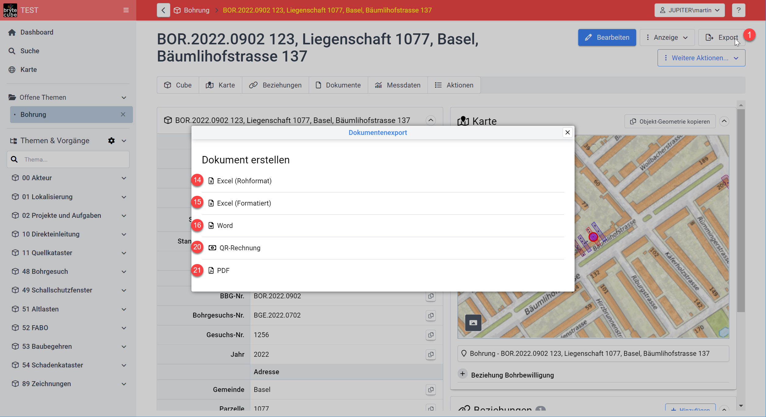 Detail-Exportfunktionen