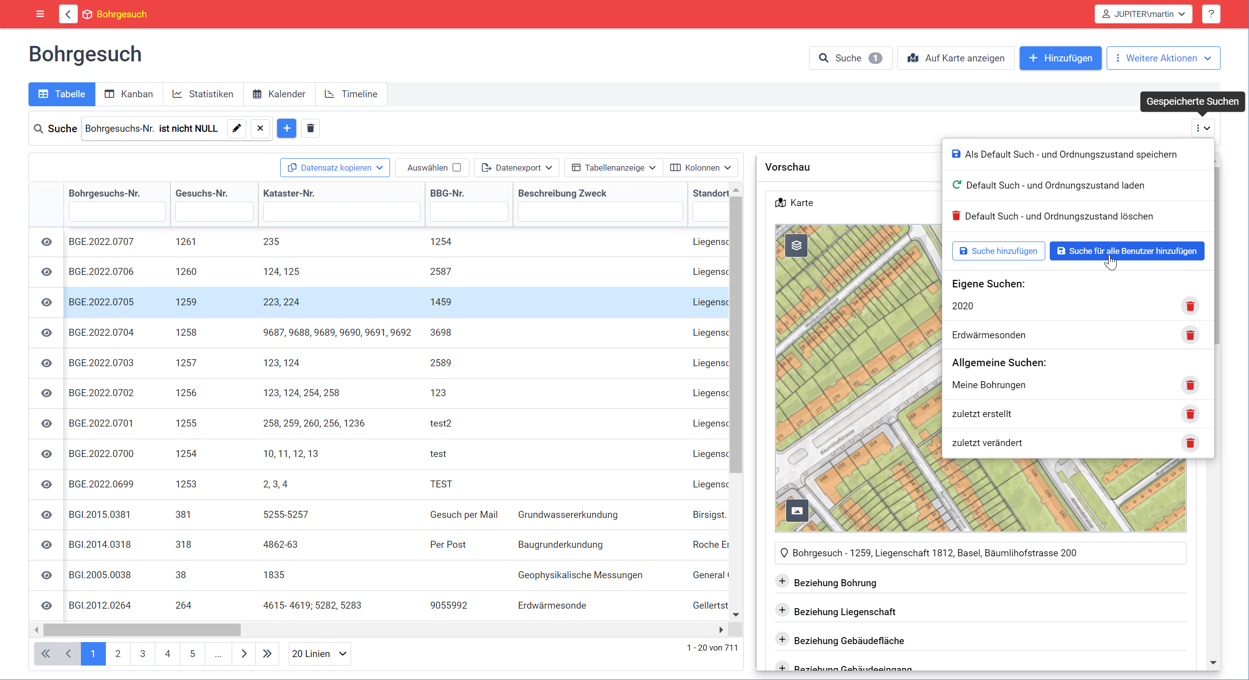 Speichern von Datensuchen durch den Administrator