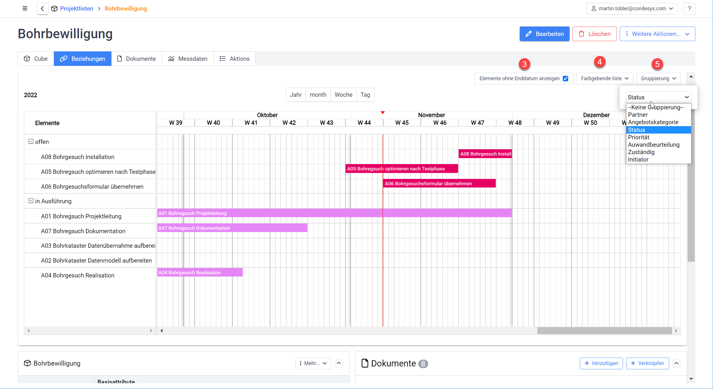 Konfiguration der Timeline-Ansicht