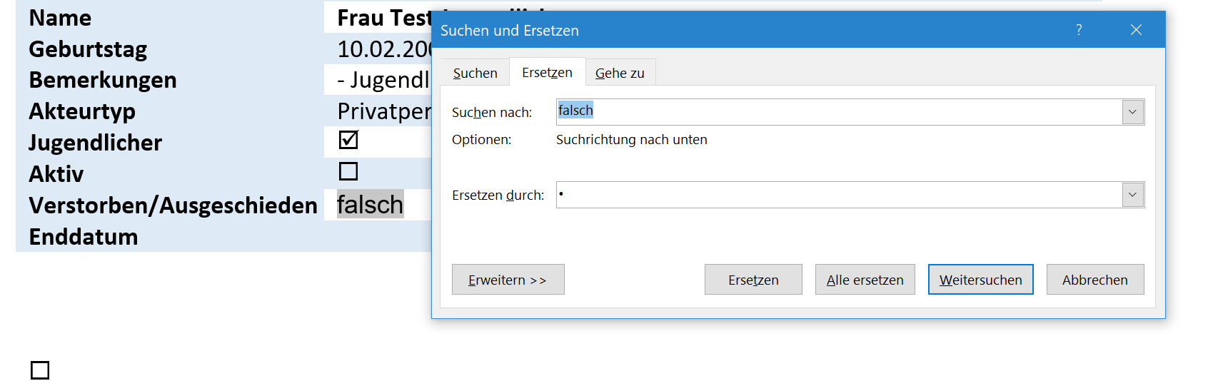Suchen Ersetzen in erstellten Worddokumenten